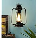 Devansh Black Clear Glass Lantern Wall Mounted Lamp (Clear)