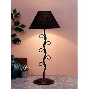 devansh black cotton abstract table lamp