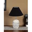Devansh Black Cotton with White Brushed Wood Table Lamp
