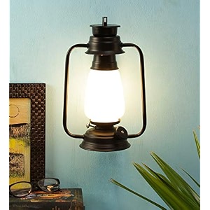 devansh black milky glass lantern wall mounted lamp white