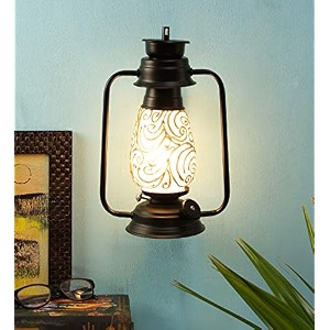 devansh black mosaic glass lantern wall mounted lamp multicolor