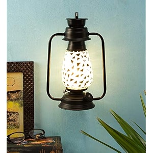devansh black mosaic glass lantern wall mounted lamp multicolor