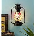 Devansh Black Mosaic Glass Lantern Wall Mounted Lamp (Multicolor)