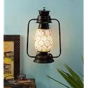 Devansh Black Mosaic Glass Lantern Wall Mounted Lamp (Multicolor)