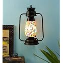 Devansh Black Mosaic Glass Lantern Wall Mounted Lamp (Multicolor)