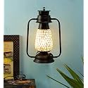 Devansh Black Mosaic Glass Lantern Wall Mounted Lamp (Multicolor)
