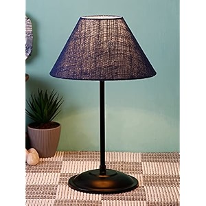 devansh blue jute jute table lamp with black base