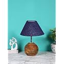 Devansh Blue Jute with Natural Wood Table Lamp