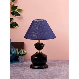 devansh blue jute table lamp with black base