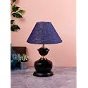 Devansh Blue Jute Table lamp with Black Base