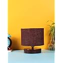 Devansh Brown Jute Table lamp with Wood Brown Base