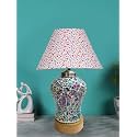 Devansh Conical Multicolor Cotton Shade Lamp with Wood &amp; Mosaic Glass Base for Decoration/Office/Home/Gifting/Study for Decoration/Office/Home/Gifting/Study -(10x10x14.5) Inches -