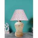 Devansh Conical Multicolor Cotton Shade Lamp with Wood &amp; Mosaic Glass Base for Decoration/Office/Home/Gifting/Study for Decoration/Office/Home/Gifting/Study -(10x10x14.5) Inches -N