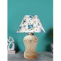 Devansh Conical Multicolor Cotton Shade Lamp with Wood &amp; MosaicGlass Base for Decoration/Office/Home/Gifting/Study for Decoration/Office/Home/Gifting/Study -(10x10x14.5) Inches -L