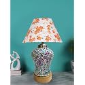Devansh Conical Multicolor Cotton Shade Lamp with Wood &amp; MosaicGlass Base for Decoration/Office/Home/Gifting/Study for Decoration/Office/Home/Gifting/Study -(10x10x14.5) Inches -