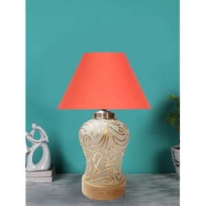 devansh conical orange cotton shade lamp with wood amp mosaic glass base for decorationofficehomegiftingstudy for decorationofficehomegiftingstudy -10x10x145 inches -d