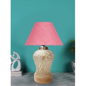 devansh conical pink jute shade lamp with wood amp mosaicglass base for decorationofficehomegiftingstudy for decorationofficehomegiftingstudy -10x10x145 inches -i