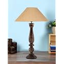 Devansh Coolie Beige Jute Shade Lamp with Wood Base for Decoration/Office/Home/Gifting/Study for Office/Home/Gifting -(13x13x21) Inches -