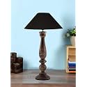 Devansh Coolie Black Cotton Shade Lamp with Wood Base for Decoration/Office/Home/Gifting/Study for Office/Home/Gifting -(13x13x21) Inches -