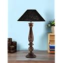 Devansh Coolie Black Jute Shade Lamp with Wood Base for Decoration/Office/Home/Gifting/Study for Office/Home/Gifting -(13x13x21) Inches -