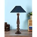 Devansh Coolie Blue Jute Shade Lamp with Wood Base for Decoration/Office/Home/Gifting/Study for Office/Home/Gifting -(13x13x21) Inches -