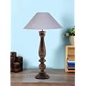 Devansh Coolie Grey Cotton Shade Lamp with Wood Base for Decoration/Office/Home/Gifting/Study for Office/Home/Gifting -(13x13x21) Inches -
