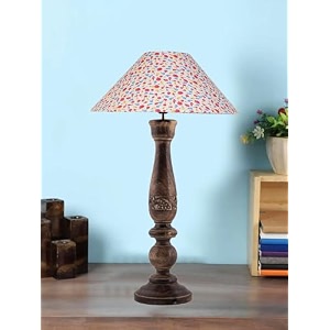 devansh coolie multicolor cotton shade lamp with wood base for decorationofficehomegiftingstudy for officehomegifting -13x13x21 inches -