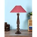 Devansh Coolie Pink Jute Shade Lamp with Wood Base for Decoration/Office/Home/Gifting/Study for Office/Home/Gifting -(13x13x21) Inches -