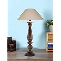 Devansh Coolie White Jute Shade Lamp with Wood Base for Decoration/Office/Home/Gifting/Study for Office/Home/Gifting -(13x13x21) Inches -