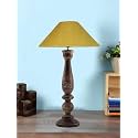 Devansh Coolie Yellow Jute Shade Lamp with Wood Base for Decoration/Office/Home/Gifting/Study for Office/Home/Gifting -(13x13x21) Inches -