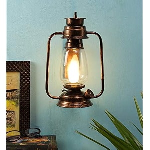 devansh copper clear glass lantern wall mounted lamp clear