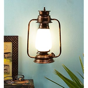 devansh copper milky glass lantern wall mounted lamp white