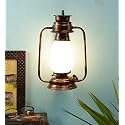 Devansh Copper Milky Glass Lantern Wall Mounted Lamp (White)