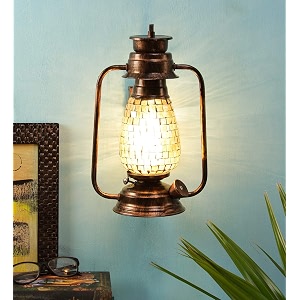 devansh copper mosaic glass lantern wall mounted lamp multicolor