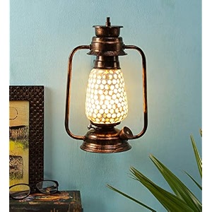 devansh copper mosaic glass lantern wall mounted lamp multicolor