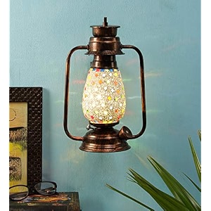 devansh copper mosaic glass lantern wall mounted lamp multicolor