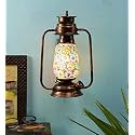Devansh Copper Mosaic Glass Lantern Wall Mounted Lamp (Multicolor)