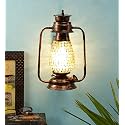 Devansh Copper Mosaic Glass Lantern Wall Mounted Lamp (Multicolor)