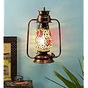 Devansh Copper Mosaic Glass Lantern Wall Mounted Lamp (Multicolor)