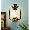 Devansh Copper Mosaic Glass Lantern Wall Mounted Lamp (Multicolor)