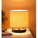 Devansh Off White Cotton Shade Lamp with Black Wood Base for Decoration/Office/Home/Gifting/Study for Decoration/Office/Home/Gifting/Study -(7x7x7) Inches -