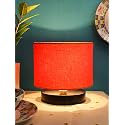 Devansh Orange Cotton Shade Lamp with Black Wood Base for Decoration/Office/Home/Gifting/Study for Office/Home/Gifting -(7x7x7) Inches -