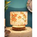 Devansh Multicolor Cotton Shade Lamp with Natural Wood Base for Decoration/Office/Home/Gifting/Study for Office/Home/Gifting -(7x7x7) Inches -