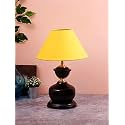 Devansh EL05 Yellow Cotton Table lamp with Black Base