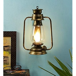 devansh glass lantern wall mounted lamp golden clear