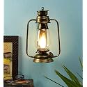 Devansh Glass Lantern Wall Mounted Lamp (Golden Clear)
