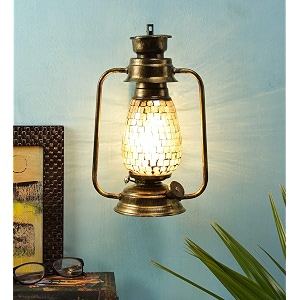 devansh golden mosaic glass lantern wall mounted lamp multicolor