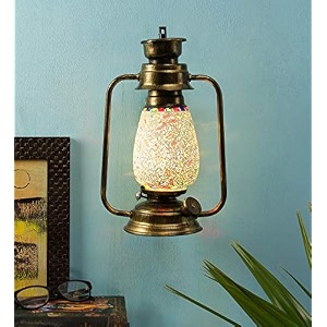 devansh golden mosaic glass lantern wall mounted lamp multicolor