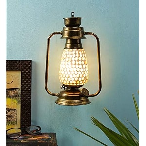 devansh golden mosaic glass lantern wall mounted lamp multicolor