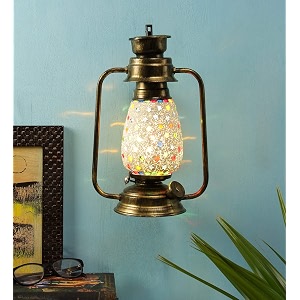 devansh golden mosaic glass lantern wall mounted lamp multicolor